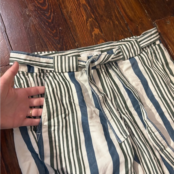Loft Ann Taylor blue green striped casual tie waist pants joggers size 4 - Picture 5 of 7